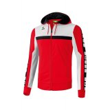 Erima CLASSIC 5-CUBES Trainingsjacke mit Kapuze rot/wei/schwarz