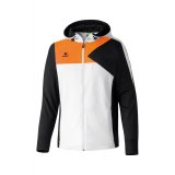 Erima Premium One Trainingsjacke mit Kapuze wei/schwarz/neon orange