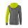 5-C Kapuzensweat grau melange/lime pop/schwarz