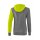 5-C Trainingsjacke mit Kapuze grau melange/lime pop/schwarz