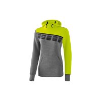 5-C Kapuzensweat grau melange/lime pop/schwarz