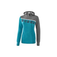 5-C Kapuzensweat oriental blue melange/grau melange/wei