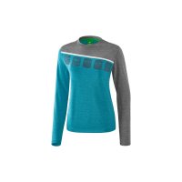 5-C Longsleeve oriental blue melange/grau melange/wei