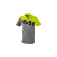 5-C Poloshirt grau melange/lime pop/schwarz