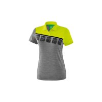 5-C Poloshirt grau melange/lime pop/schwarz