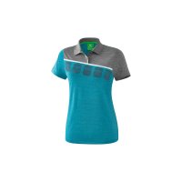 5-C Poloshirt oriental blue melange/grau melange/weiß