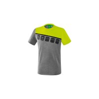 5-C T-Shirt grau melange/lime pop/schwarz