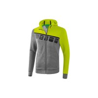 5-C Trainingsjacke mit Kapuze grau melange/lime pop/schwarz