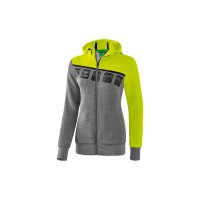 5-C Trainingsjacke mit Kapuze grau melange/lime pop/schwarz