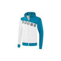 5-C Trainingsjacke mit Kapuze wei/oriental blue/colonial blue