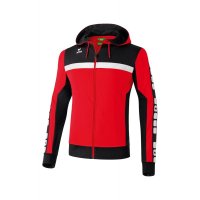 Erima CLASSIC 5-CUBES Trainingsjacke mit Kapuze rot/schwarz/wei