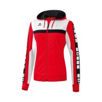 Erima CLASSIC 5-CUBES Trainingsjacke mit Kapuze rot/wei/schwarz 36