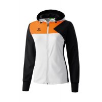 Erima Premium One Trainingsjacke mit Kapuze wei/schwarz/neon orange